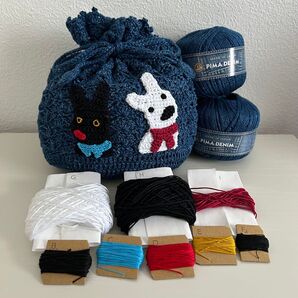 「リサとガスパールのニット&クロシェ」リサとガスパールの巾着用糸セット