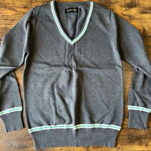 2着 キッズ用 ハリーポッター、スリザリン風、Vネックコットンセーター
