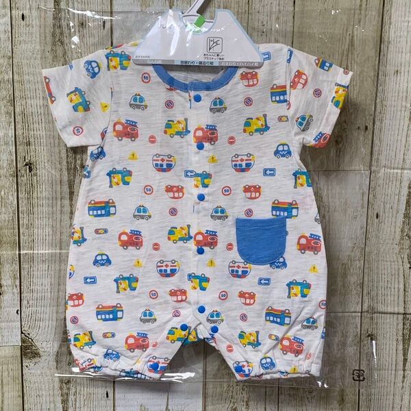 新品 baby's dream ロンパース 60〜70㎝ 半袖 はたらく車