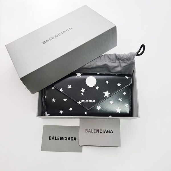 BALENCIAGAバレンシアガ レザー 長財布ロングウォレット スタームーン黒白