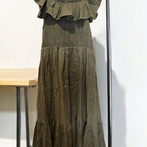 ★フリルロングリゾートワンピース新品★Mスクエアカット