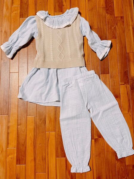 新品☆タグ付き mamaraku 100cm ルームウェア パジャマ 女の子 セットアップ