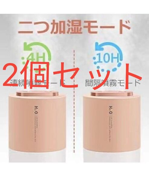 加湿器 卓上最新ダブルノズル USB充電式 加湿器 超音波式 超静音小型 10時間連続 LEDライト 車用加湿器 空焚き防止