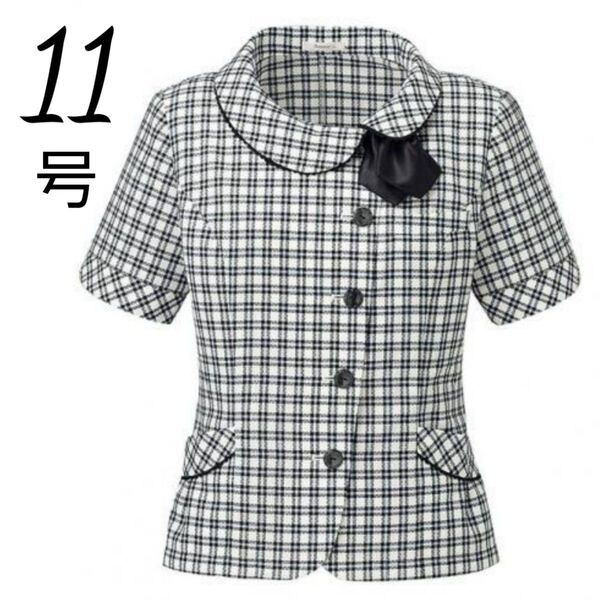 ボンマックス オーバーブラウス おしゃれ事務服 チェック 11号 Lサイズ 半袖 春夏