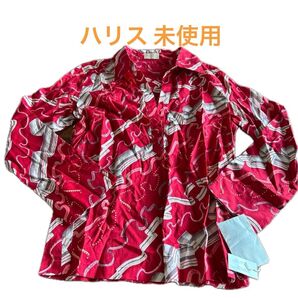 新品未使用 harriss ハリス ブラウス 綿100 リバティ社 生地 シャツ 赤 リボン