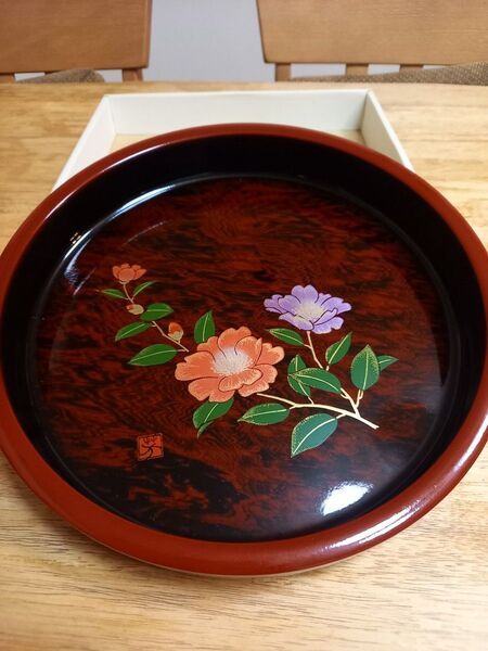新品 お盆 トレー 丸盆 30cm 漆器