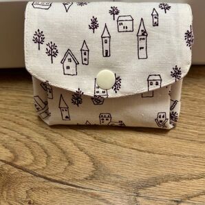 ハンドメイド お家柄 ミニ財布 パープル