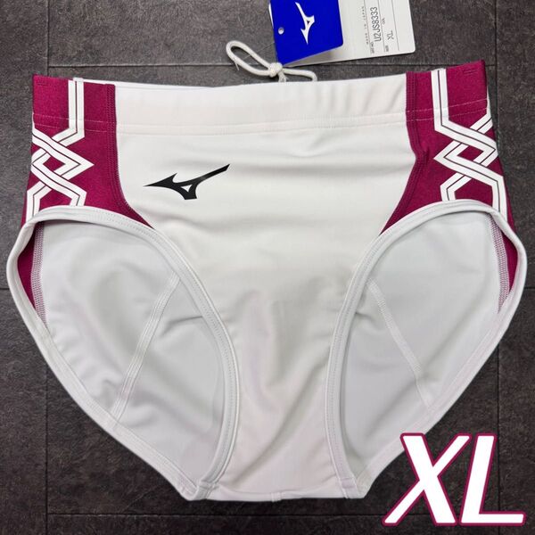 ミズノ 女子陸上レーシングショーツ XLサイズ ホワイト×エンジ 新品