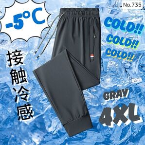 接触冷感 ジョガーパンツ グレー 4XL トレーニングパンツ ルームウェア 夏