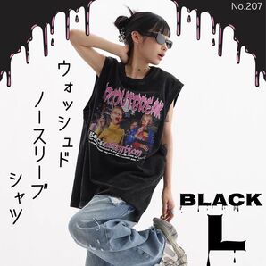 ウォッシュド ノースリーブ シャツ ブラック L 地底人オンライン タンクトップ