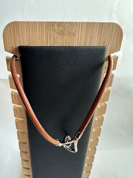 【超美品】 HERMES ジャンボチョーカー シルバータイプ レザー 引っ掛けるタイプ 2way ブレス