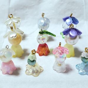 ハンドメイド 花の妖精ビーズチャーム