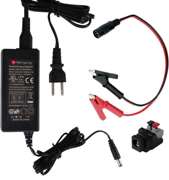 ACアダプター 12V3A PSE適合品 ワニ口クリップセット コネクタセット