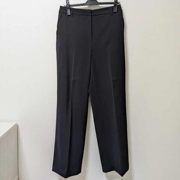 NATURAL BEAUTY BASIC ステファニーセットアップ ワイドパンツ 洗える 洗濯機可 ビジネス オフィス L 紺色