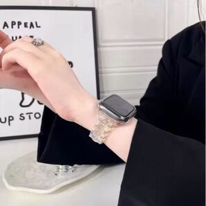 【新品】Apple Watch用 クリアイリデッセントカラー バンド 42,44,45,49mmサイズ ★大人かわいい