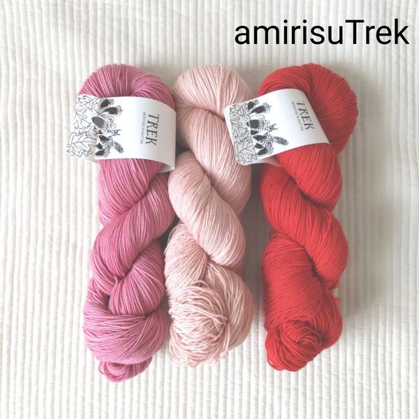 amirisuTREK3かせ赤ピンク/アミリス/ソックヤーン