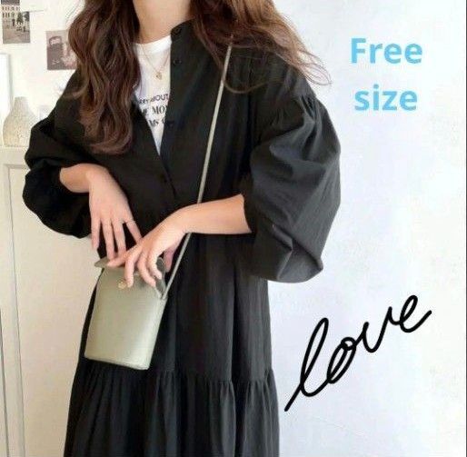 バックリボン ワンピース ティアード ランタンスリーブ ロング ぽわん袖 マキシ モテワンピース