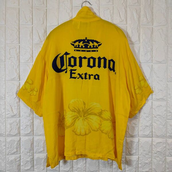 【最終価格!!】アロハシャツ コロナビール バックデカロゴ イエロー XL
