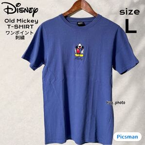【良品】ディズニー Disney Old Mickey ミッキー オールドミッキー 刺繍 tシャツ