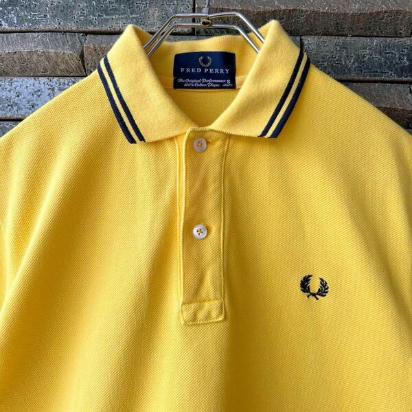 極美品 FRED PERRY フレッドペリー 刺繍ロゴ 半袖 ポロシャツ 鹿の子 ヒットユニオン
