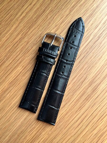 未使用 クロコ押し レザーベルト ブラック 黒 19mm