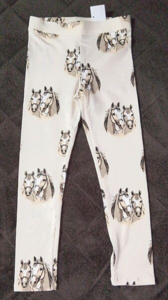 新品タグ付 H&M レギンス スパッツ 120cm 生成り アイボリー 馬 ホース ジョッキー 乗馬