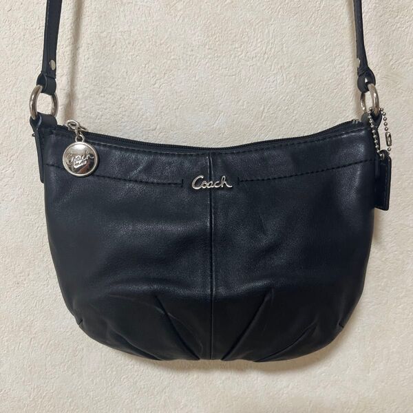 コーチ ショルダーバッグ レザー ブラック系 COACH ミニショルダーバッグ ブラック 黒