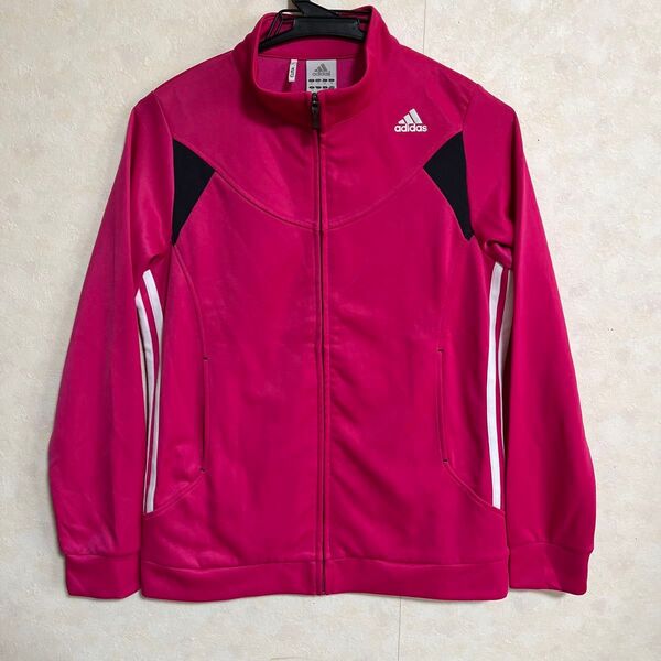 adidas ジャージ Mサイズ トラックジャケット スリーストライプ ピンク