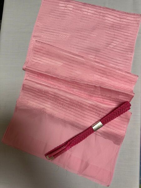 新品 帯揚げ 絽 帯締め 夏 レース帯締め ピンク色系 無地 セット 帯揚げ帯締めセット 平組