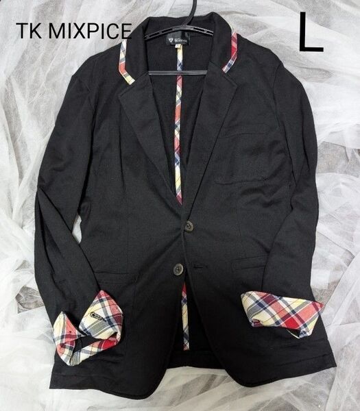 TK MIXPICE タケオキクチ ニット素材テーラードジャケット L ブラック