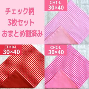 ②チェック柄3040 3枚組 ランチョンマット ナフキン シンプル ハンドメイド