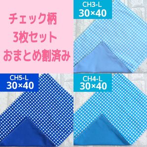 ③チェック柄3040 3枚組 ランチョンマット ナフキン シンプル ハンドメイド