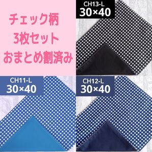 ⑤チェック柄3040 3枚組 ランチョンマット ナフキン シンプル ハンドメイド