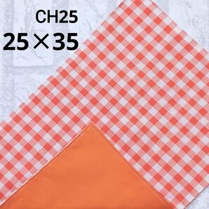 CH25 ランチョンマット2535 チェック オレンジ 橙色 生成カス残し ナフキン