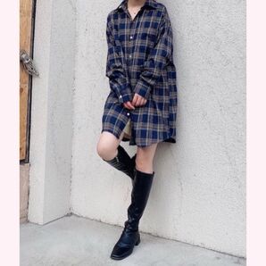 chouette latte ユニセックスチェックシャツ