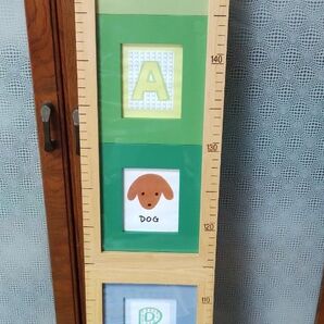 更にOff!身長計が付いたフォトフレーム!木製