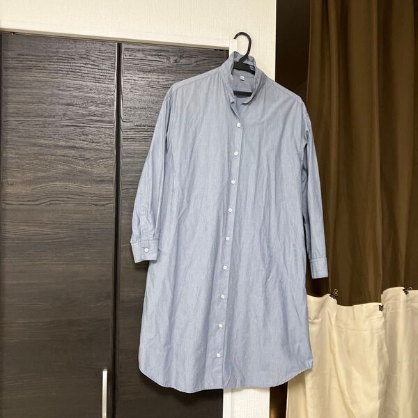 無印良品ゆったり長袖ストライプ柄ワンピース着丈100身幅52muji