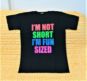 Ｉ’M NOT SHORT★I’M FUN SIZED★おもしろジョークＴシャツ★Ｌ★飲み会ネタに★黒★ブラック★バンコク★コットン100％★激安★