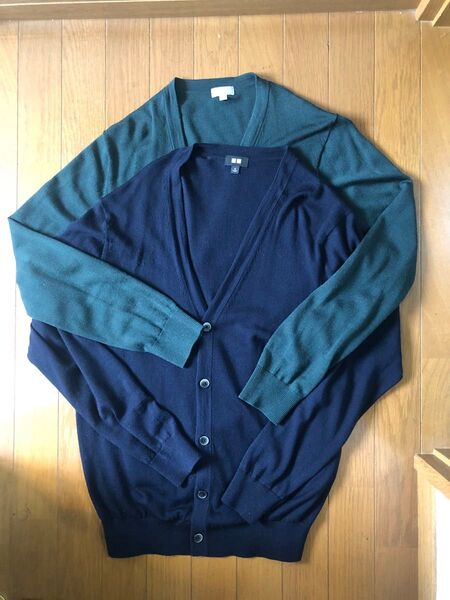 2枚セット UNIQLO ユニクロ コットン カーディガン M ネイビー グリーン