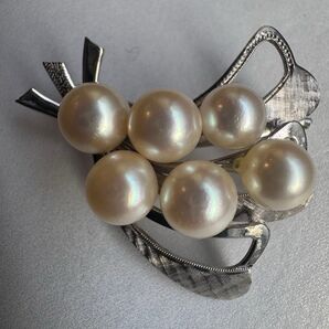 アコヤ真珠ブローチ シルバー 真珠大きさ7.0〜8.0㎜と存在感 これで悩まない入学式、卒業式 パーティ 上品 安心 癒し