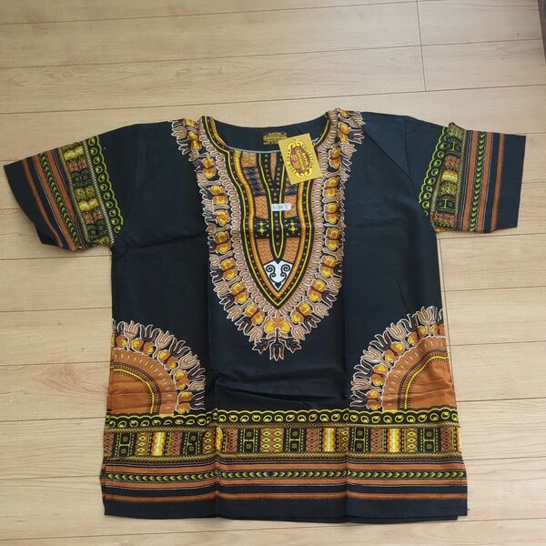 エスニック柄 半袖Tシャツ 黒 ブラック 未使用 NATIVE GARMENTS