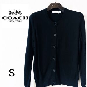 美 品 coach コーチ シンプル薄手カーディガン 黒 S