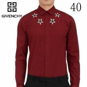 美 品GIVENCHY ジバンシー スタープリント ギンガムチェック40