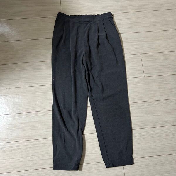 グレー スラックス ウエストゴム