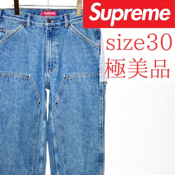 極美品 Supreme ダブルニーペインターパンツ インディゴ size30