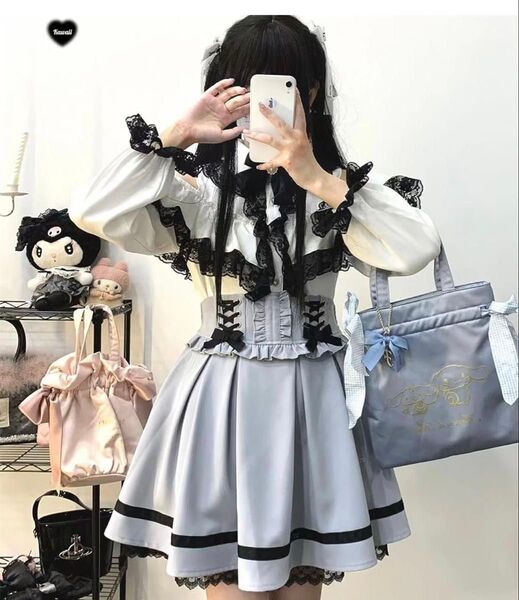 地雷系 レースアップ かわいい スカート