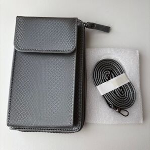 スマホポーチ スマホショルダー 長財布 レディース メンズ グレー スマホポーチ ポーチ ミニショルダー 財布 バッグ