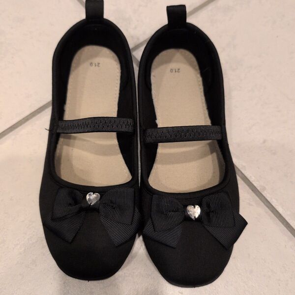 【美品】黒いリボン付きフォーマルシューズ 21.0