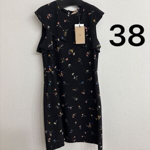 38 N°21 花柄 黒 ブラック ミニワンピース