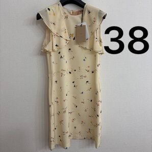 38 N°21 花柄 アイボリー ミニワンピース